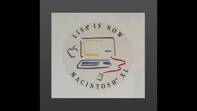 "LISA IS NOW MACINTOSH XL" rebranding sticker