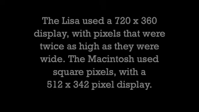 Text comparison of Lisa and Macintosh display resolutions and pixel aspect ratios