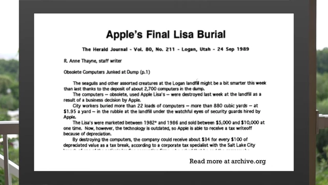 Detailed excerpt from "Apple's Final Lisa Burial" article