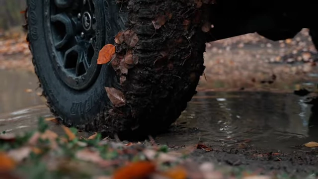 A close-up of a muddy car tire on a dirt road, symbolizing navigating and riding temporary trends in content creation