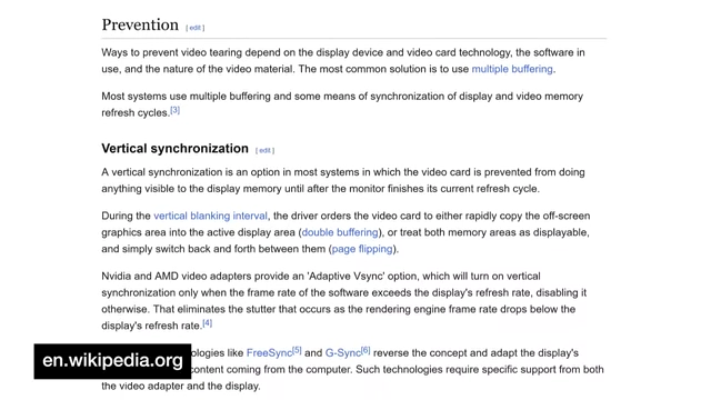 垂直同步（VSSync）的维基百科页面，解释其工作原理