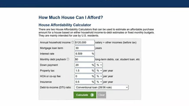 A "House Affordability Calculator" interface