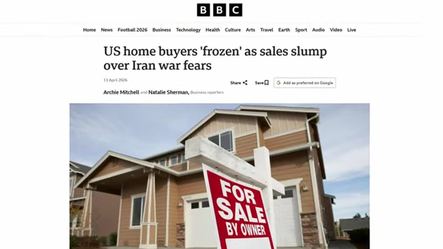 BBC article headline: "US home buyers 'frozen' as sales slump"