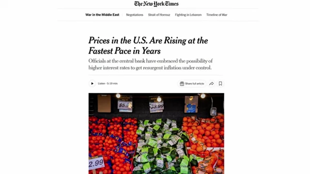 New York Times article on rising U.S. prices