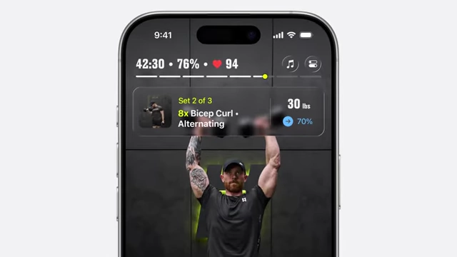 An iPhone screen displaying workout tracking data, including heart rate from the AirPods Pro 3.