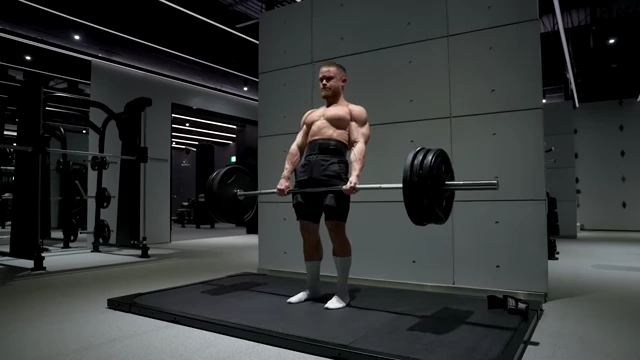 Man performing a traditional barbell deadlift for comparison with the seated cable deadlift