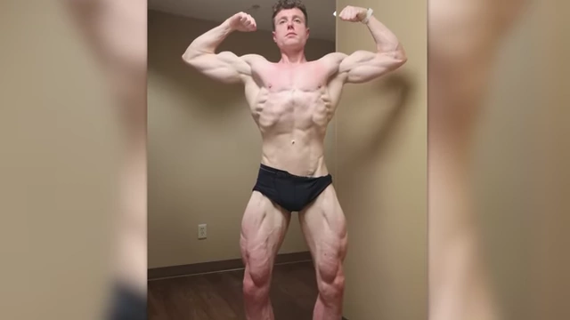 The speaker's physique at an extremely lean state, showcasing the maximum leanness achieved.