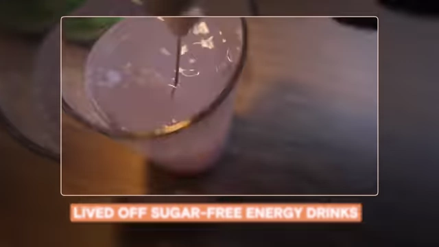 A sugar-free energy drink, symbolizing the speaker's reliance on artificial stimulants for energy.