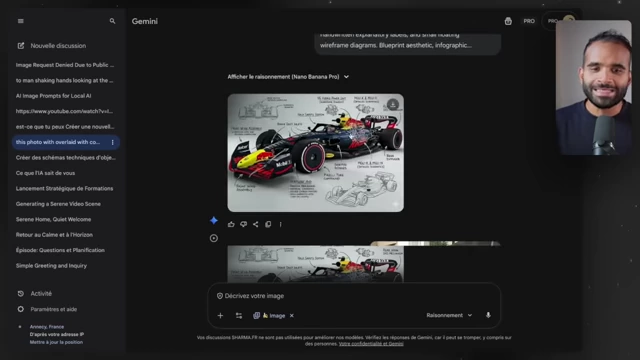 Gemini interface showing how a prompt was derived for F1 car annotations