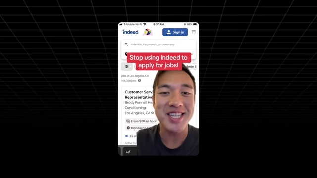 Example of an unsuccessful ad creative: "Stop using Indeed to apply for jobs!"