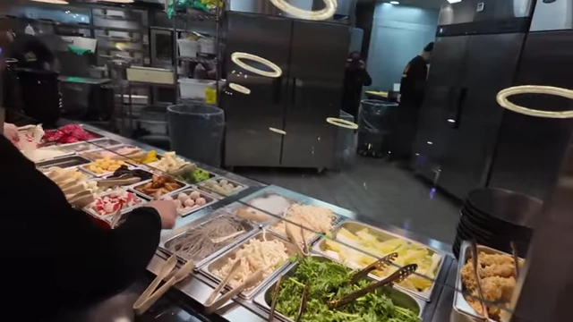 The extensive Malatang station with a wide array of ingredients.