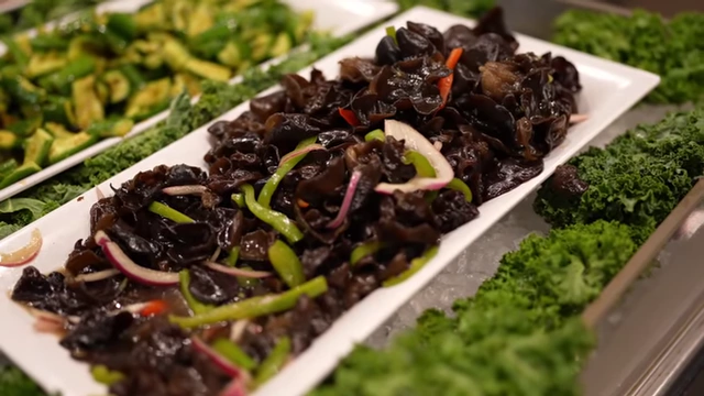 Wood ear mushrooms prepared as a cold appetizer.