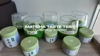 Overview of the five Marukyu Koyamaen matcha blends and prepared drinks