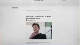 A news headline reports that OpenAI made a $2 billion loss last quarter, based on Microsoft's results, indicating significant financial struggles.