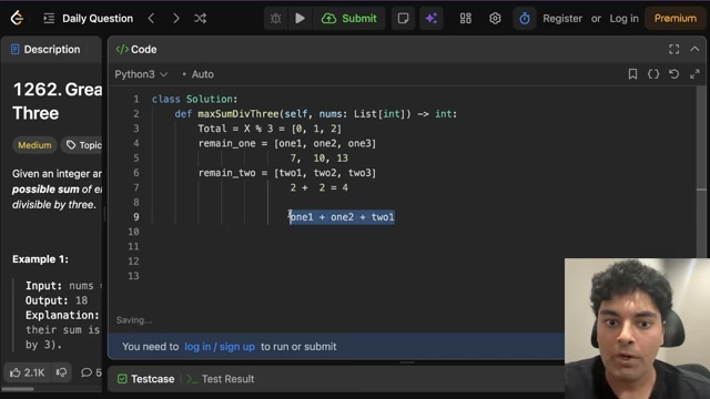 Code editor showing the specific combination one1 + one2 + two1 for the dumb question explanation