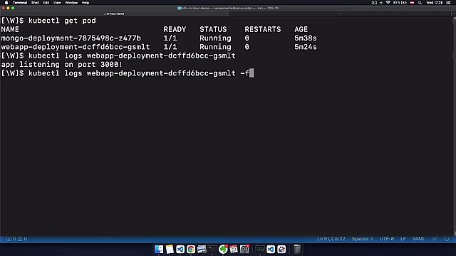 Viewing container logs using `kubectl logs`