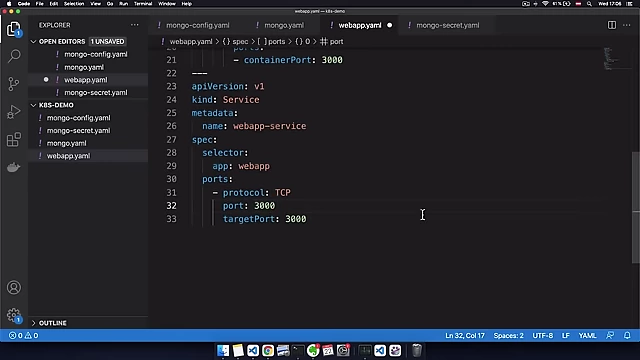 WebApp Service configuration with port 3000