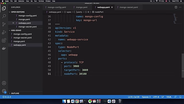 Setting the NodePort for external access to the WebApp Service