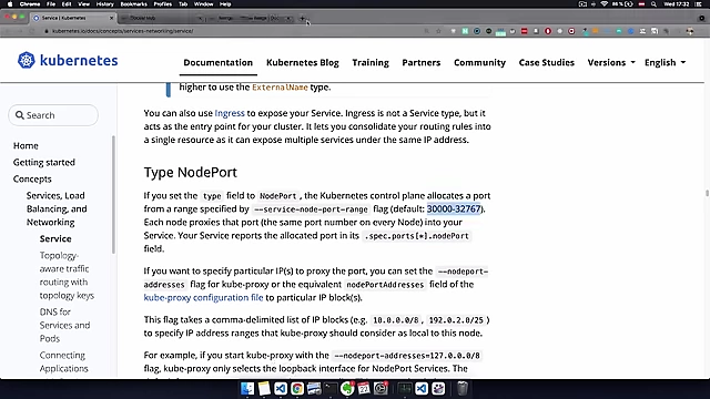 Kubernetes documentation for NodePort range