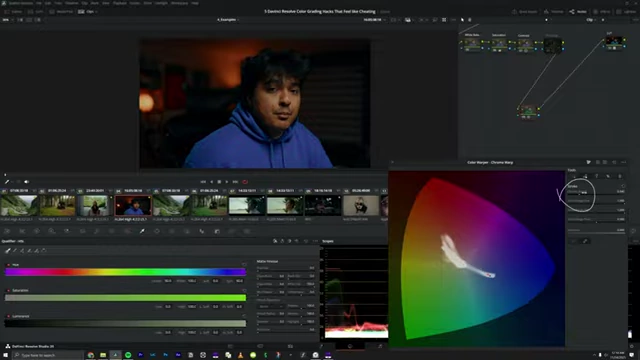 Adjusting the chroma range to isolate specific colors with the Chroma Warper