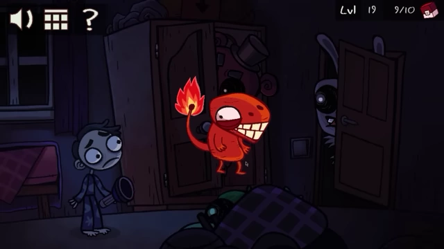 A troll face monster appears in the child's bedroom