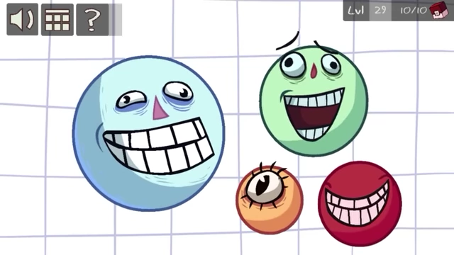 A grid of large bubbles, each with a troll face, along with smaller, unique bubbles