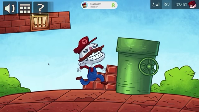 A Mario-like character is running on a brick platform next to a green pipe