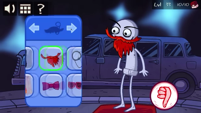 The character now has a different beard selected in the wardrobe menu