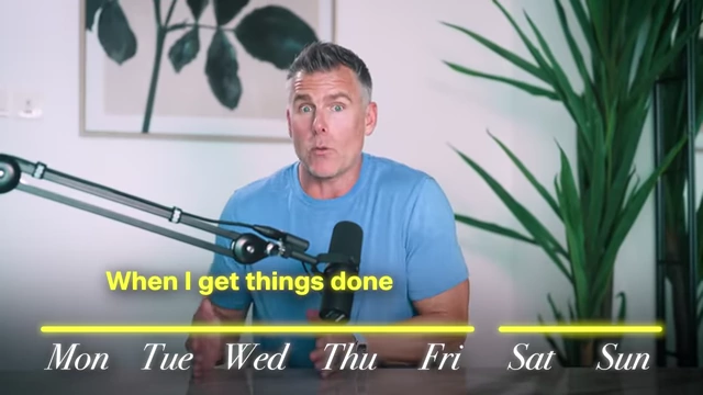 A visual timeline showing weekdays for getting things done and weekends for getting better