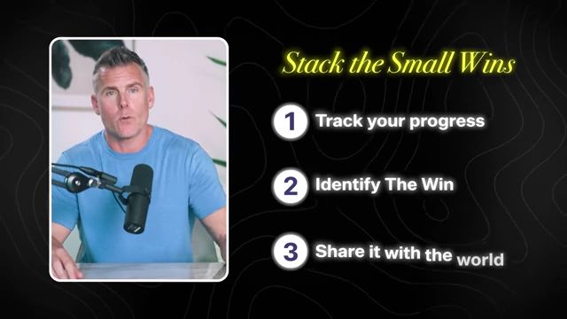 The three steps to "Stack the Small Wins": Track, Identify, Share
