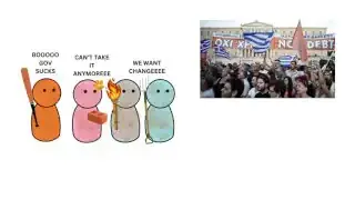 People protesting in the streets of Greece due to economic crisis.