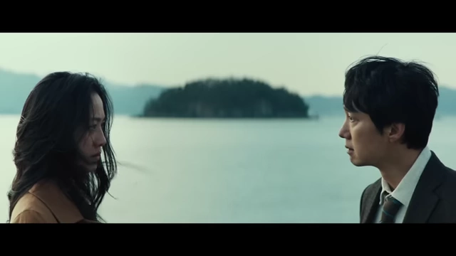 Hae-jun and Seo-rae stand separated by water, symbolizing their emotional distance despite their intertwined destinies.