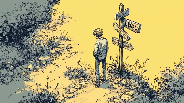 A man at a crossroads with signs indicating "Legal" and "Tolerance," illustrating the choices presented by Digital Choice Architecture
