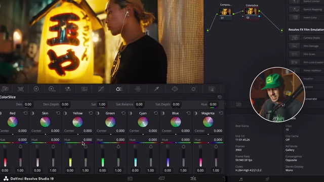 DaVinci Resolve Color Slice Tool Interface