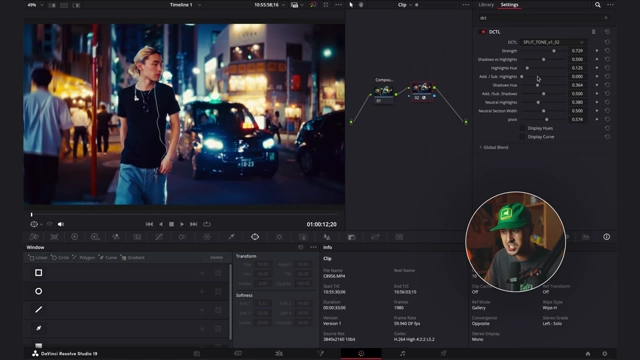 DaVinci Resolve DCTL Settings for Split Toning
