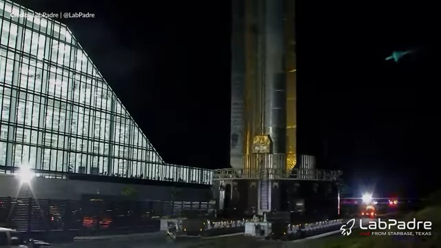 Booster 15 being rolled out to the launch site for static fire