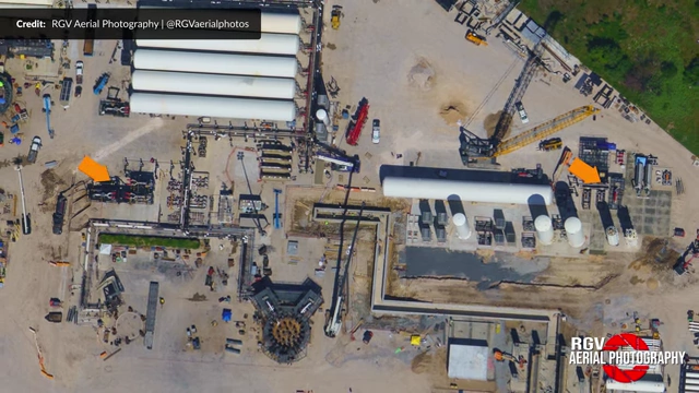 Aerial view of the propellant pump farm skid system appearing at Masseys