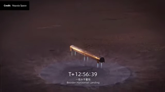Nayuta Space Black Bird-R booster performing a horizontal landing using small engines and flaps (animation)