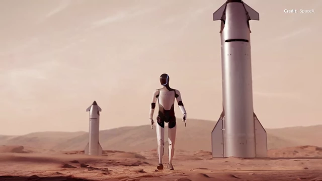 Artist's rendition of Starship attempting to land on Mars without legs