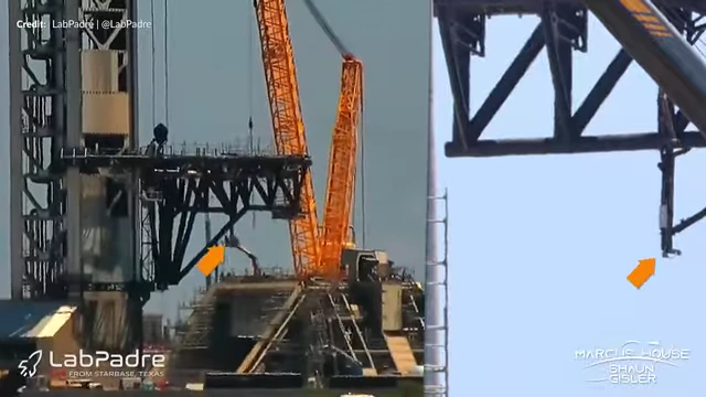 Lower stabilizing arms being assembled for Pad 2, used for vehicle alignment