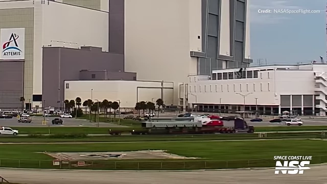 The central support frame for the flame trench being transported to LC-39A