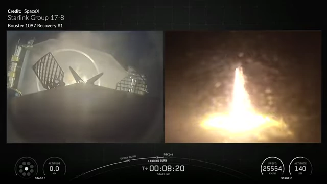 Falcon 9 Booster 1097 completing its first landing burn