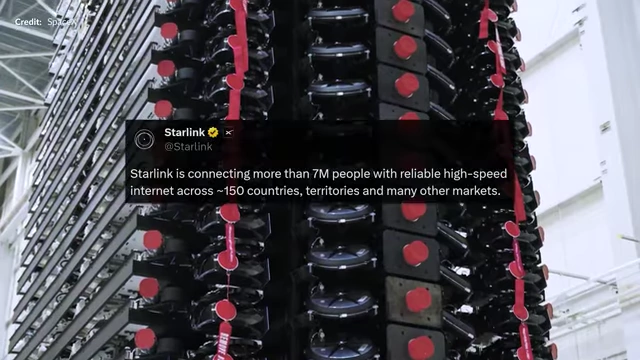 Starlink tweet showing over 7 million people connected in ~150 countries