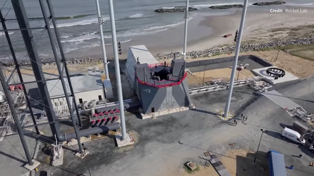 Aerial view of Rocket Lab's Neutron launch pad and surrounding facilities