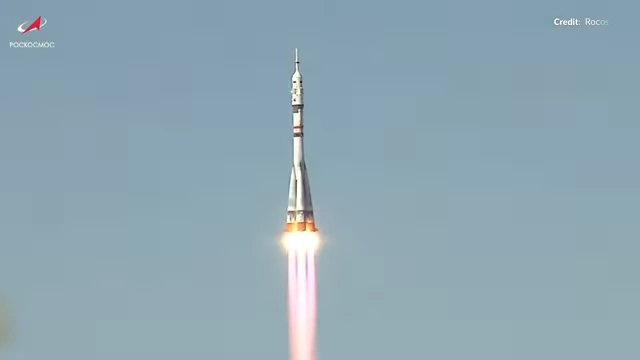 A Soyuz rocket launching, providing context for encapsulated crewed spacecraft