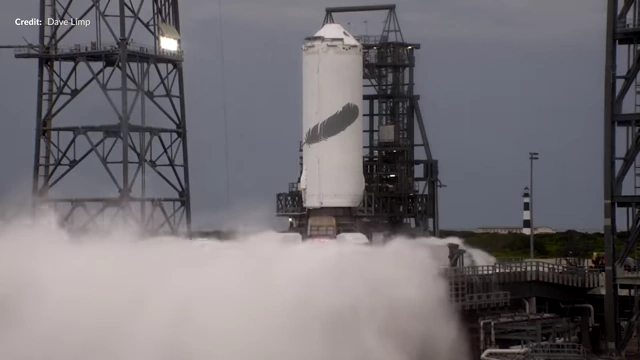 Blue Origin's New Glenn second stage undergoing a static fire test
