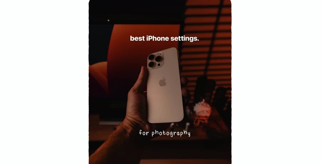 The strong first slide of a carousel detailing "best iPhone settings for photography," designed to immediately grab attention.
