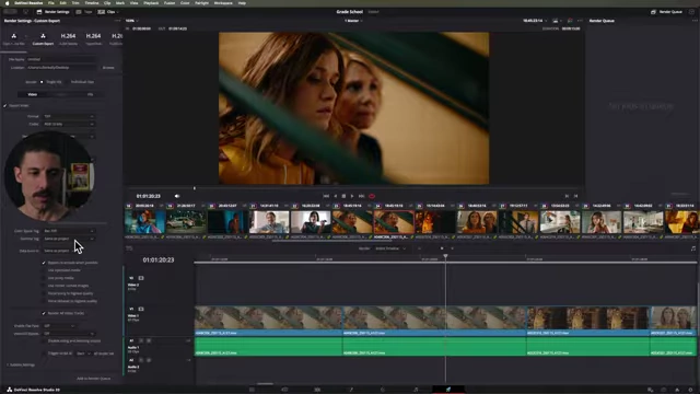 DaVinci Resolve's Deliver page showing export settings with explicit color space tagging
