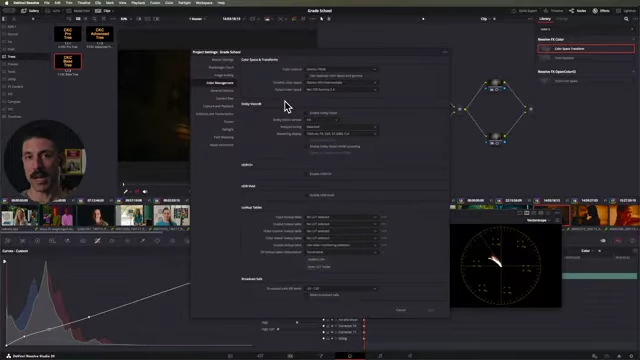 DaVinci Resolve's Project Settings window highlighting Rec. 709 vs. Rec. 709A output color spaces.