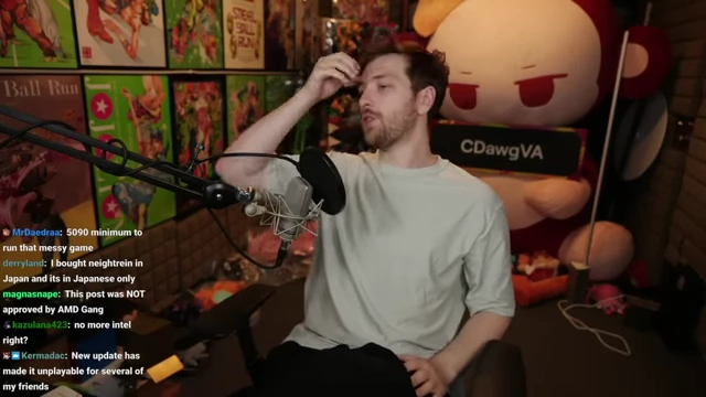 The streamer scratches his head, contemplating the necessity of an expensive PC for his streaming career.